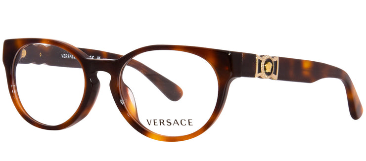 Versace Kids VK 3323U 5217 Oval Plastic Havana Eyeglasses with Logo Stamped Demo Lenses