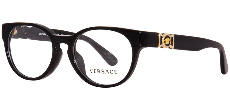 Versace Kids VK 3323U GB1 Oval Plastic Black Eyeglasses with Logo Stamped Demo Lenses