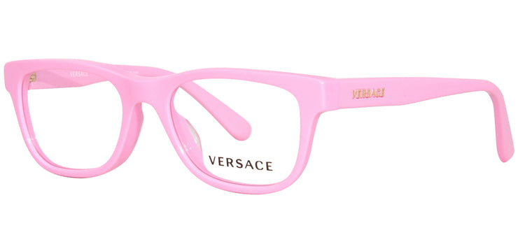 Versace VK 3325U 5376 Square Plastic Pink Eyeglasses with Logo Stamped Demo Lenses