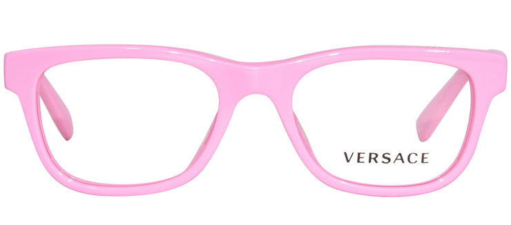 Versace VK 3325U 5376 Square Plastic Pink Eyeglasses with Logo Stamped Demo Lenses