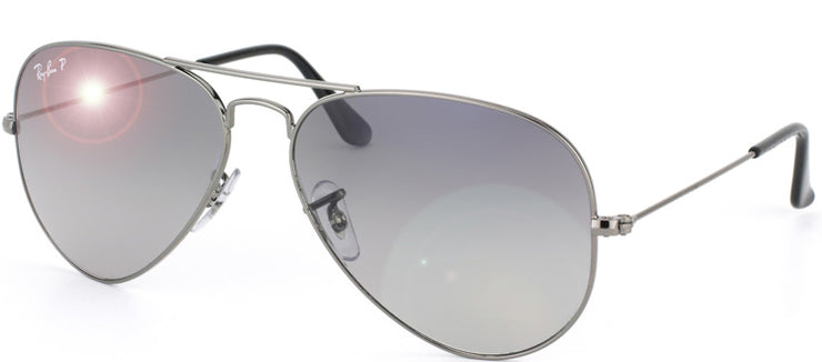 Ray-Ban RB 3025 004/78 Aviator Metal Ruthenium/ Gunmetal Sunglasses with Crystal Blue Grey Gradient Polarized Lens