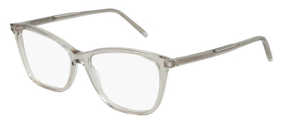 Saint Laurent SL 259 008 Cat-Eye Acetate Beige Eyeglasses with Logo Stamped Demo Lenses