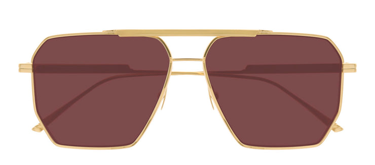 Bottega Veneta BV 1012S 005 Geometric Metal Gold Sunglasses with Red Lens