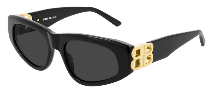 Balenciaga BB 0095S 001 Oval Acetate Black Sunglasses with Grey Lens