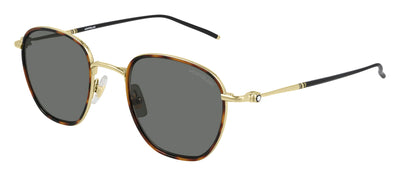 Montblanc MB 0160S 002 Geometric Metal Black Sunglasses with Grey Lens