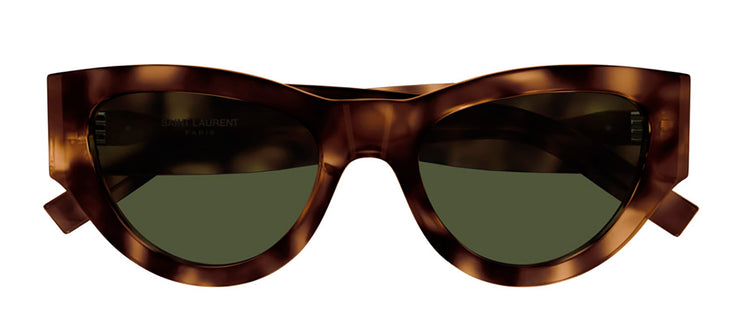 Saint Laurent SL M94 003 Cat-Eye Acetate Havana Sunglasses with Green Lens
