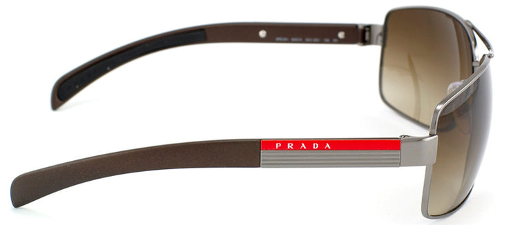Prada Linea Rossa PS 54IS 5AV6S1 Aviator Metal Ruthenium/ Gunmetal Sunglasses with Brown Gradient Lens