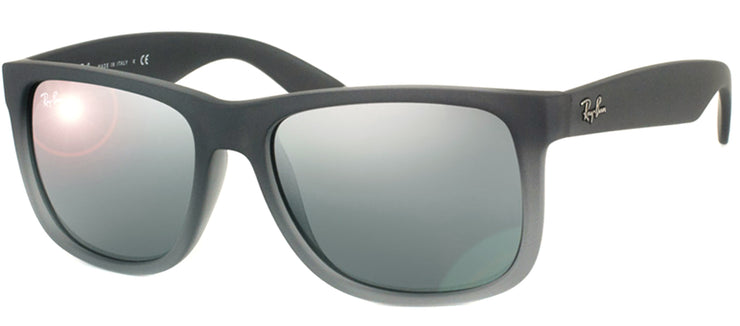 Ray-Ban Justin RB 4165 852/88 Square Rubber Grey Sunglasses with Grey Mirror Lens