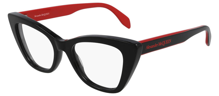 Alexander McQueen AM 0305O 003 Cat-Eye Acetate Black Eyeglasses with Demo Lens