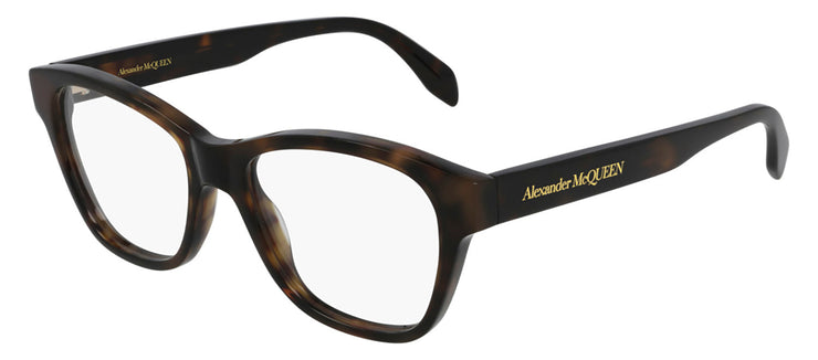 Alexander McQueen AM 0306O 002 Rectangle Acetate Havana Eyeglasses with Demo Lens