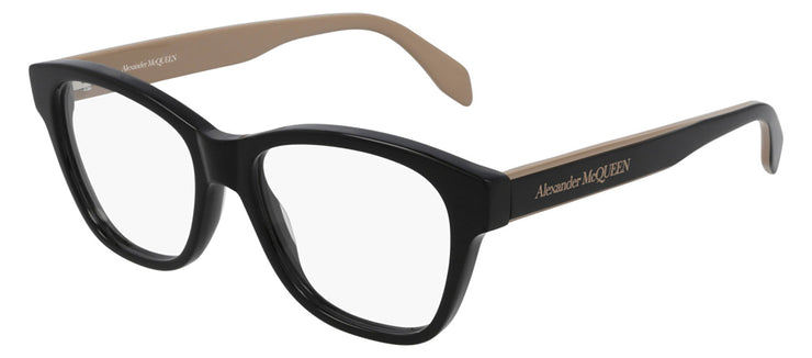 Alexander McQueen AM 0306O 004 Rectangle Acetate Black Eyeglasses with Demo Lens