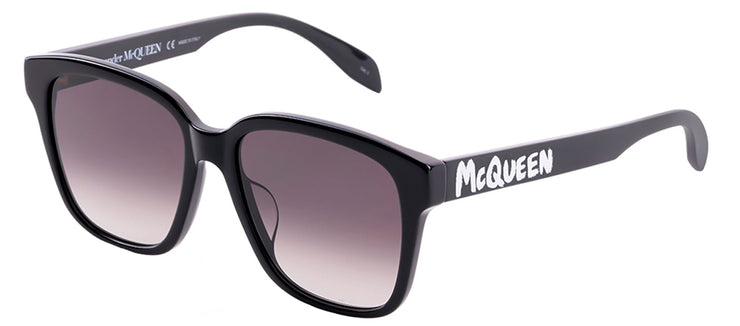 Alexander McQueen AM 0331S 001 Rectangle Plastic Black Sunglasses with Grey Gradient Lens