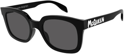 Alexander McQueen AM 0348S 001 Square Plastic Black Sunglasses with Grey Lens