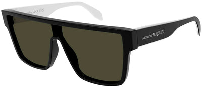 Alexander McQueen AM 0354S 004 Shield Plastic Black Sunglasses with Green Lens