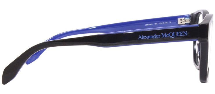 Alexander McQueen AM 0356O 004 Square Plastic Black Eyeglasses with Logo Stamped Demo Lenses