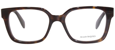 Alexander McQueen AM 0358O 002 Square Plastic Havana Eyeglasses with Logo Stamped Demo Lenses