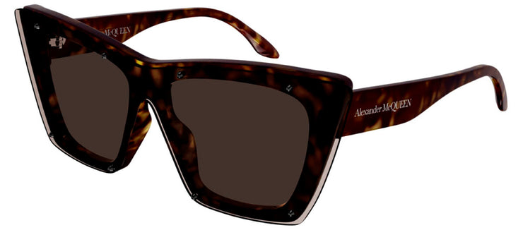 Alexander McQueen AM 0361S 002 Cat-Eye Plastic Havana Sunglasses with Brown Lens
