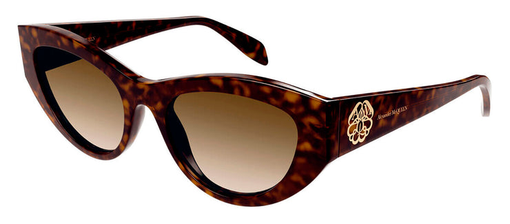 Alexander McQueen AM 0377S 002 Cat-Eye Plastic Havana Sunglasses with Brown Gradient Lens