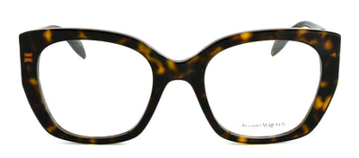 Alexander McQueen AM 0379O 002 Butterfly Plastic Havana Eyeglasses with Logo Stamped Demo Lenses
