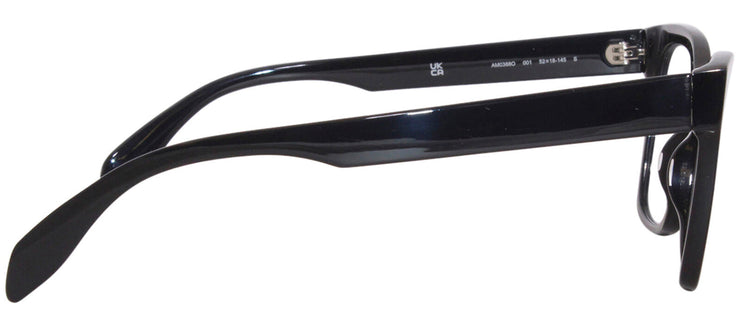 Alexander McQueen AM 0388O 001 Square Plastic Black Eyeglasses with Logo Stamped Demo Lenses
