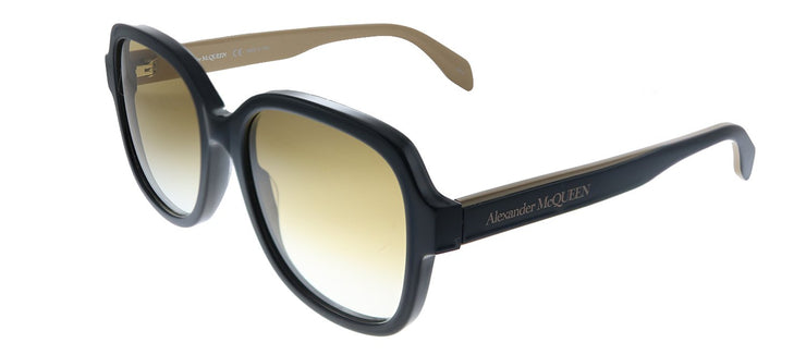 Alexander McQueen  AM 300S 004 Square Acetate Black Sunglasses with Yellow Gradient Lens