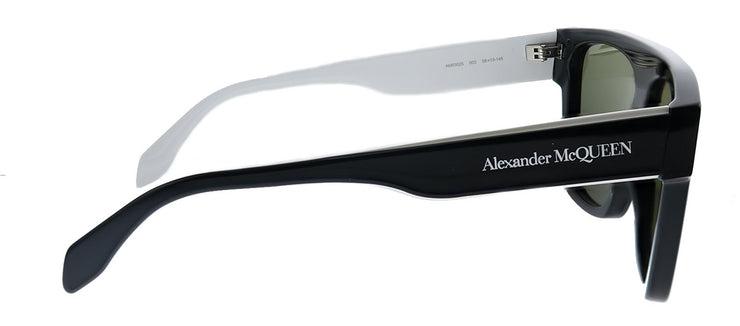 Alexander McQueen AM 302S 003 Square Acetate Black Sunglasses with Green Lens