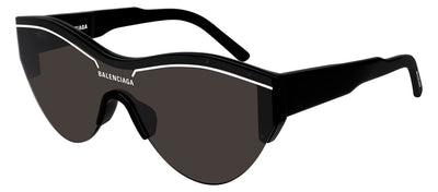 Balenciaga BB 0004S 001 Shield Acetate Black Sunglasses with Grey Lens