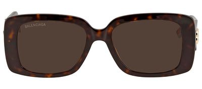 Balenciaga BB 0048S 002 Rectangle Plastic Havana Sunglasses with Brown Lens