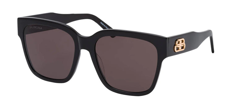Balenciaga BB 0056S 001 Square Plastic Black Sunglasses with Grey Lens