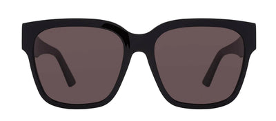 Balenciaga BB 0056S 001 Square Plastic Black Sunglasses with Grey Lens
