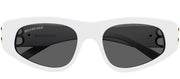 Balenciaga BB 0095S 012 Oval Plastic White Sunglasses with Grey Lens