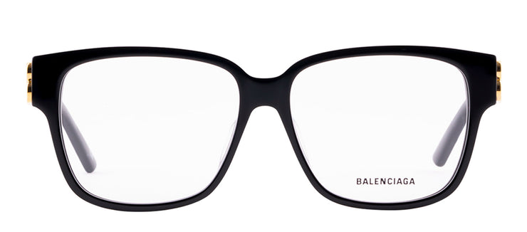 Balenciaga BB 0104O 001 Square Acetate Black Eyeglasses with Logo Stamped Demo Lenses