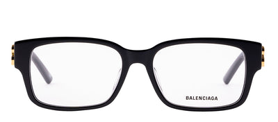 Balenciaga BB 0105O 001 Rectangle Acetate Black Eyeglasses with Logo Stamped Demo Lenses