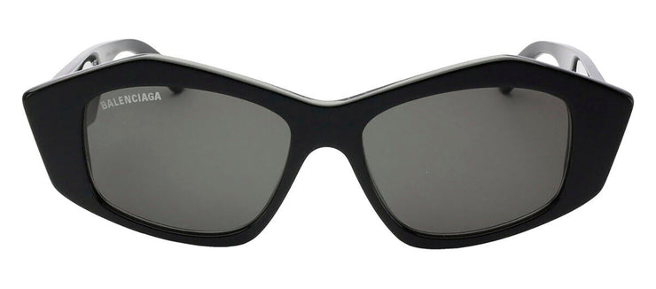 Balenciaga BB 0106S 001 Geometric Acetate Black Sunglasses with Grey Lens