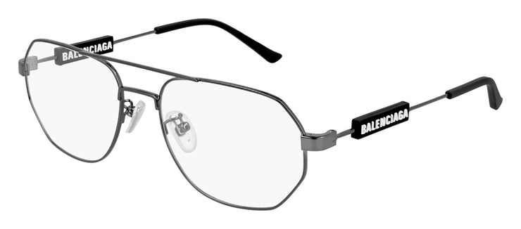 Balenciaga BB 0117O 001 Geometric Metal Grey Eyeglasses with Demo Lens