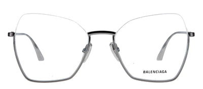 Balenciaga BB 0142O 001 Square Metal Grey Eyeglasses with Logo Stamped Demo Lenses