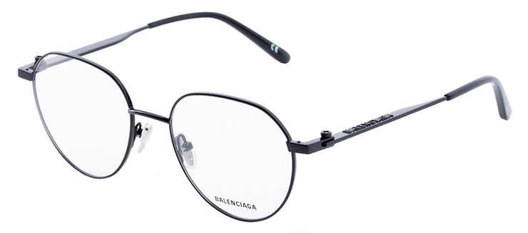 Balenciaga BB 0168O 003 Geometric Metal Black Eyeglasses with Logo Stamped Demo Lenses