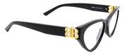 Balenciaga BB 0172O 001 Cat-Eye Plastic Black Eyeglasses with Logo Stamped Demo Lenses
