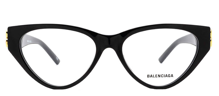 Balenciaga BB 0172O 001 Cat-Eye Plastic Black Eyeglasses with Logo Stamped Demo Lenses