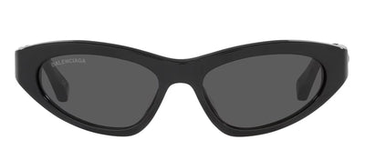 Balenciaga BB 0207S 001 Oval Plastic Black Sunglasses with Grey Lens
