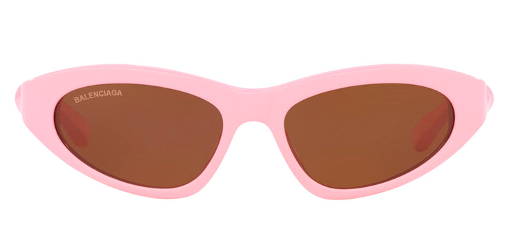 Balenciaga BB 0207S 004 Oval Plastic Pink Sunglasses with Brown Lens