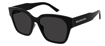 Balenciaga BB 0215SA 001 Square Plastic Black Sunglasses with Grey Lens