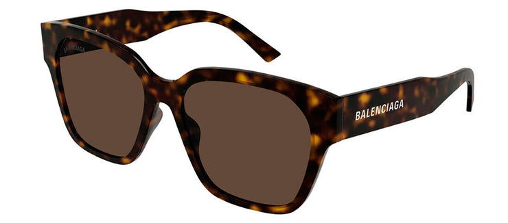 Balenciaga BB 0215S 002 Square Plastic Havana Sunglasses with Brown Lens