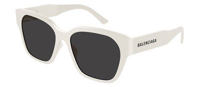Balenciaga BB 0215S 003 Square Plastic Ivory Sunglasses with Grey Lens