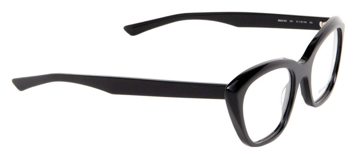 Balenciaga BB 0219O 001 Cat-Eye Plastic Black Eyeglasses with Logo Stamped Demo Lenses