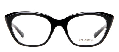 Balenciaga BB 0219O 001 Cat-Eye Plastic Black Eyeglasses with Logo Stamped Demo Lenses