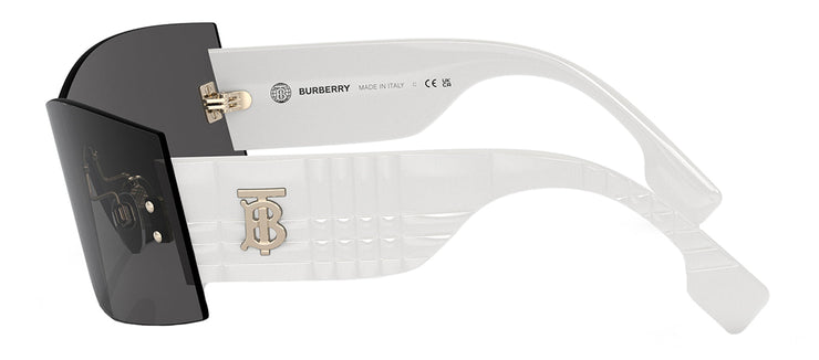 Burberry BE 3137 134287 Rimless Plastic White Sunglasses with Grey Lens