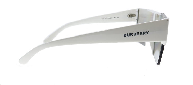 Burberry BE 4291 3007/H Rectangle Plastic White Sunglasses with Silver Burberry Logo Lens