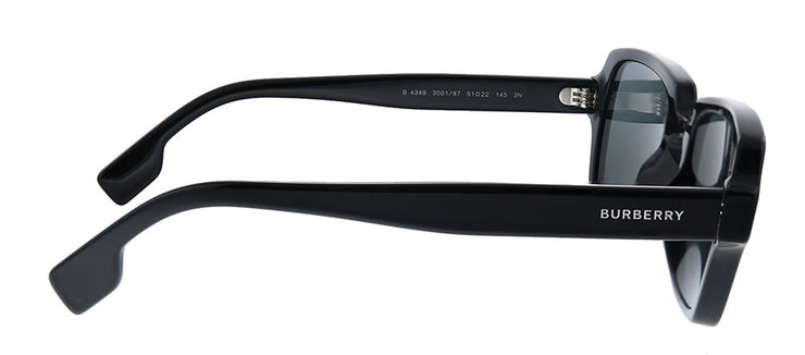 Burberry Eldon BE 4349 300187 Rectangle Plastic Black Sunglasses with Grey Lens