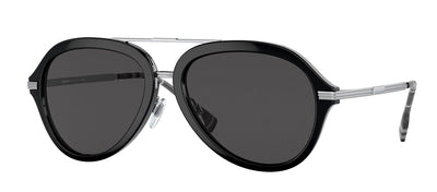 Burberry BE 4377 300187 Aviator Metal Black Sunglasses with Grey Lens